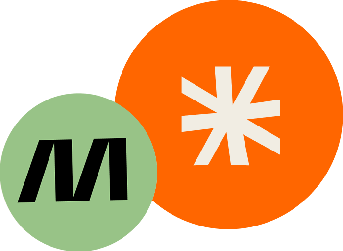 Grünes MINGLECONTROL Marken-Signet kombiniert mit Sternsymbol in orangem Kreis